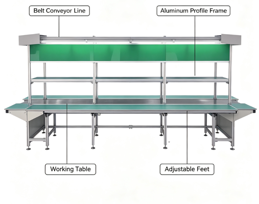 Anpassung an die Antidistatische Gürtelförderlinie, Aluminiumprofilförderer für die Montage und Prüfung elektronischer Produkte